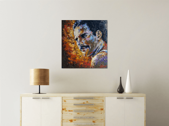 Freddie Mercury Painting, Queen original oil art, portrait