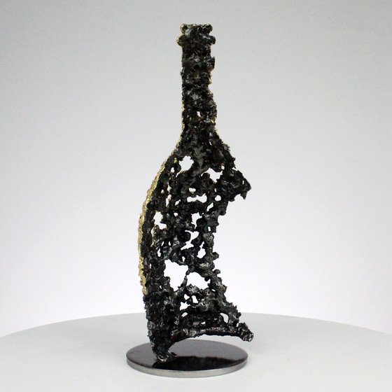 CLXXV bottle - Ruinart champagne bottle sculpture in gold steel