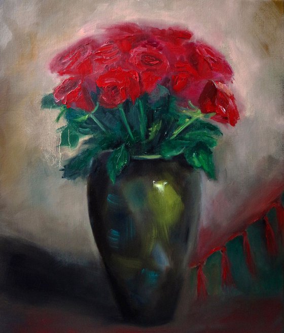 Red Roses painting Oil painting on canvas