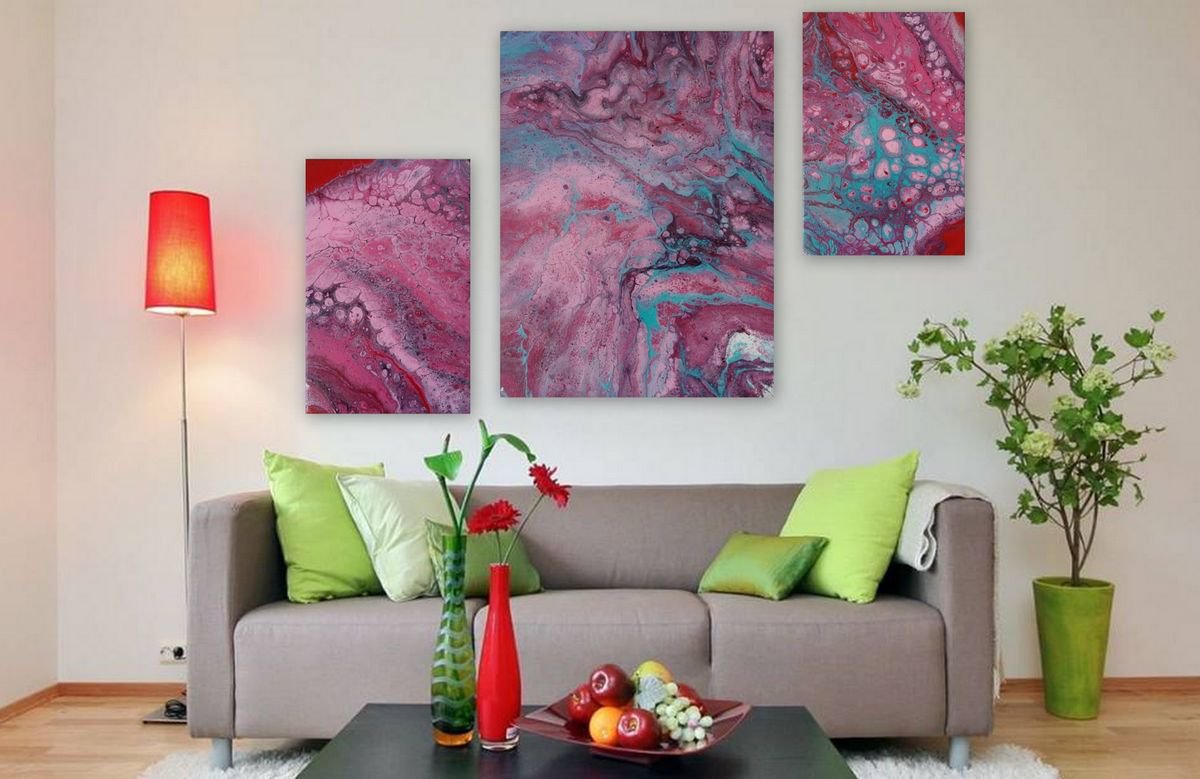 Cherry (set of three paintings) by Monika Rembowska