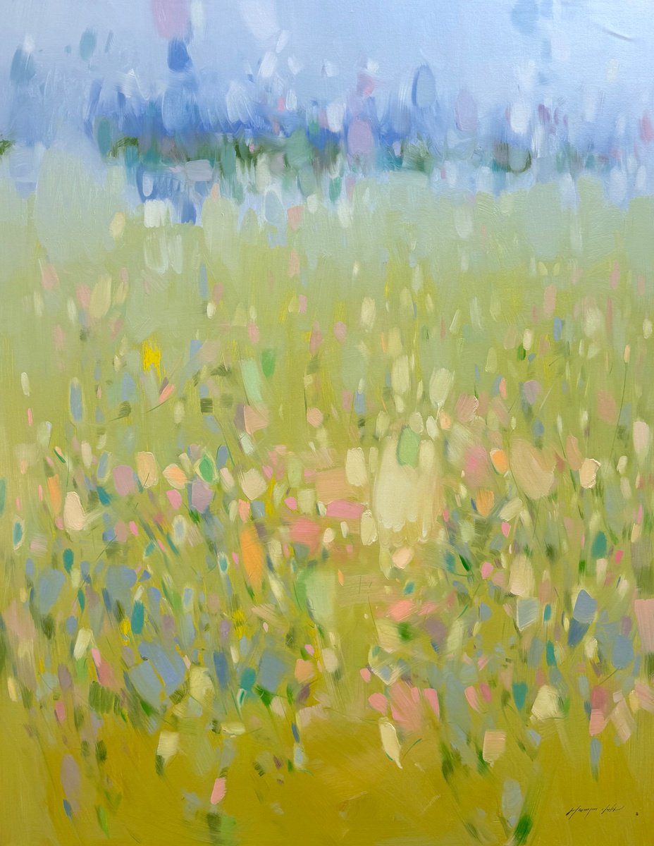 Impressionistic Landscape Oil Painting By Vahe Yeremyan, 43 X 56", Awakening, Original Artwork