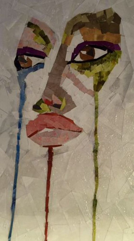 Abstract girl - paper mosaic/collage