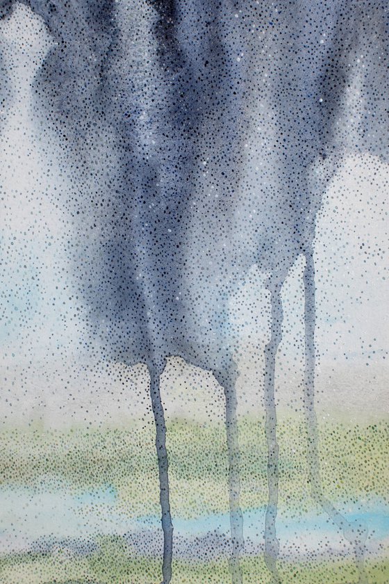 watercolor rainy landscape