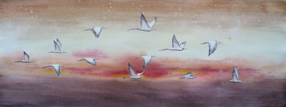Birds (2019) Watercolor 30*84cm