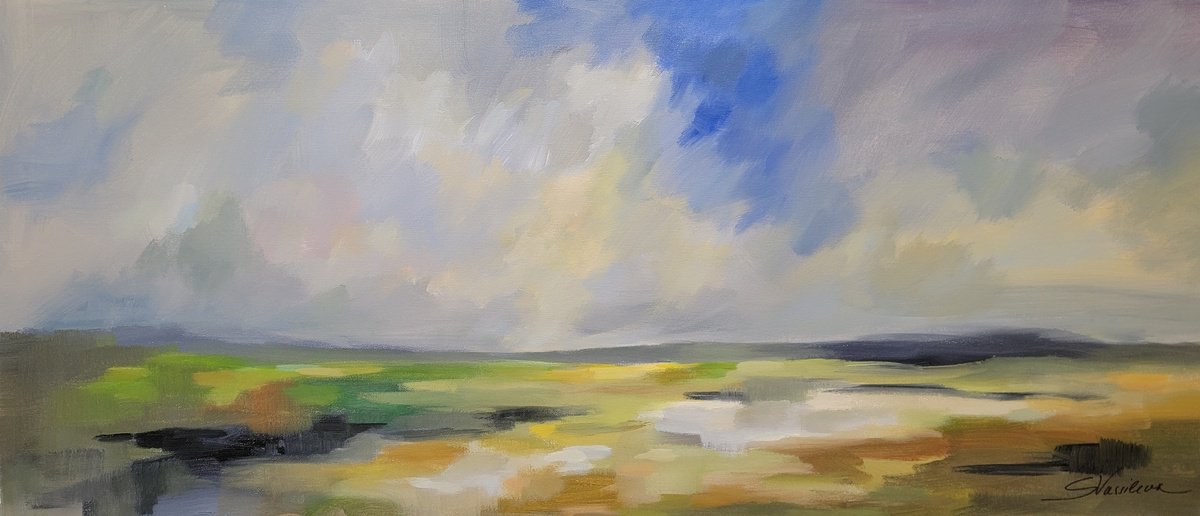  Spring Sky By Silvia Vassileva, 54 X 23, Artwork For Sale On Artfinder