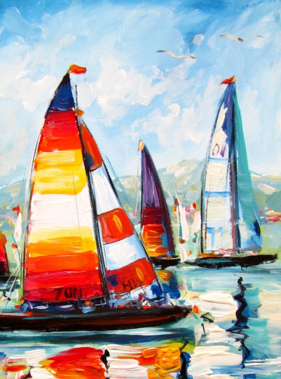 Colorful sailboats