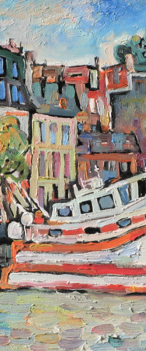 Ship in Trouville-sur-Mer by Nikifor Swiristuhin