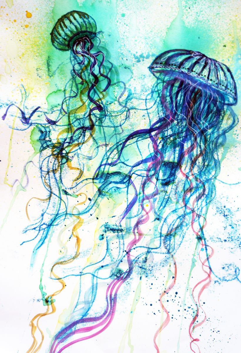 Jellyfish Mixedmedia painting by Julia Rigby Artfinder