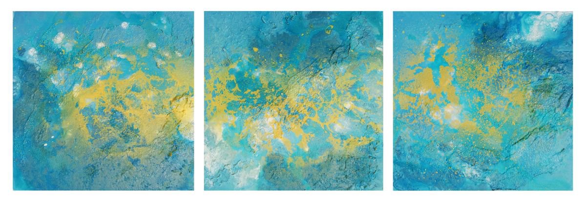 In Heaven, SET OF 3 PAINTINGS, Ready to Hang by Kateryna Zaichyk