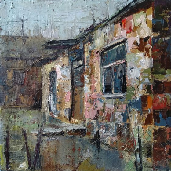 Village(45x45sm, oil painting, impressionism, ready to hang)