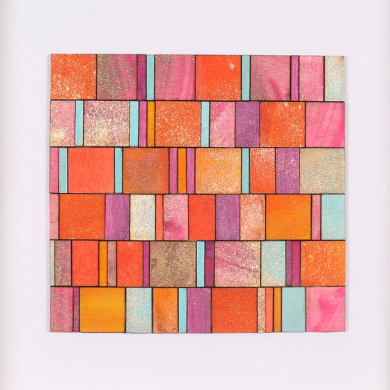 Orange, Pink & Gold Grid Miniature