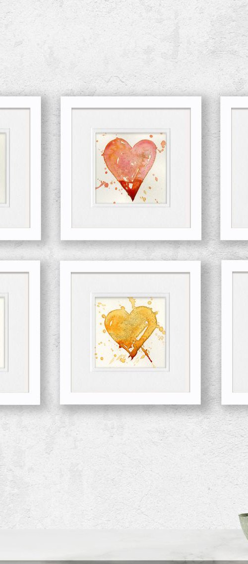 Valentine Heart Set 1 - 6 Watercolor Paintings by Kathy Morton Stanion by Kathy Morton Stanion