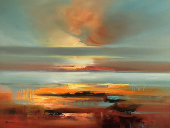 I’ll soothe you - 90 x 120 cm abstract landscape oil painting in earth tone colours