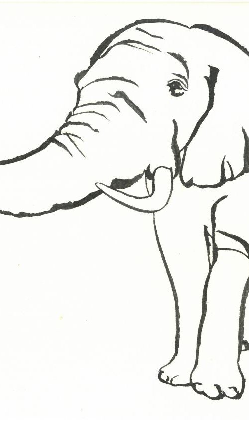 Elephant I Animal Drawing by Ricardo Machado