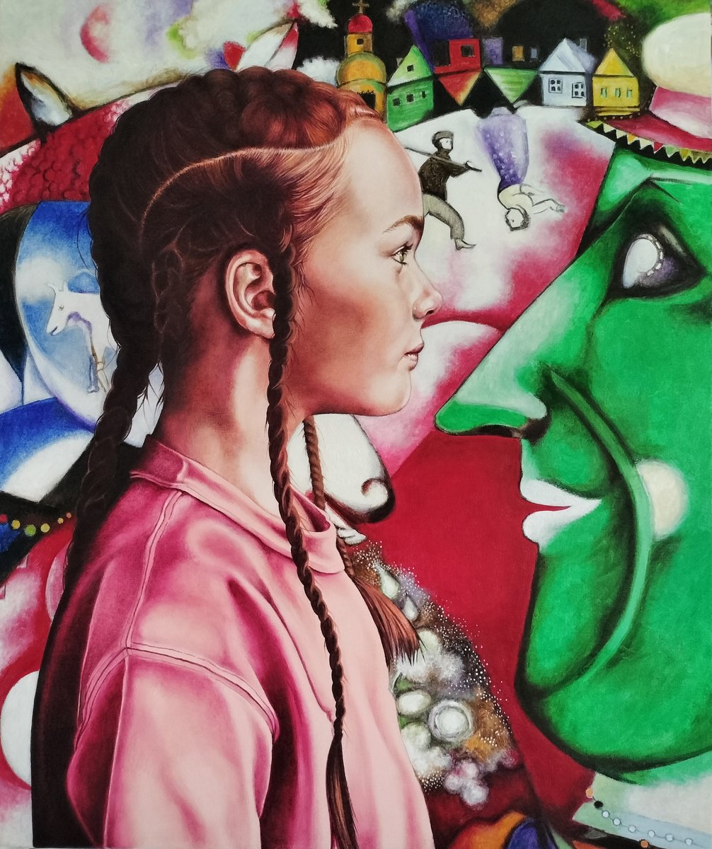 Portrait Oil Painting By Cristina Canamero, 20 X 24, La Nieta De Chagall. In Auction, Original Artwork