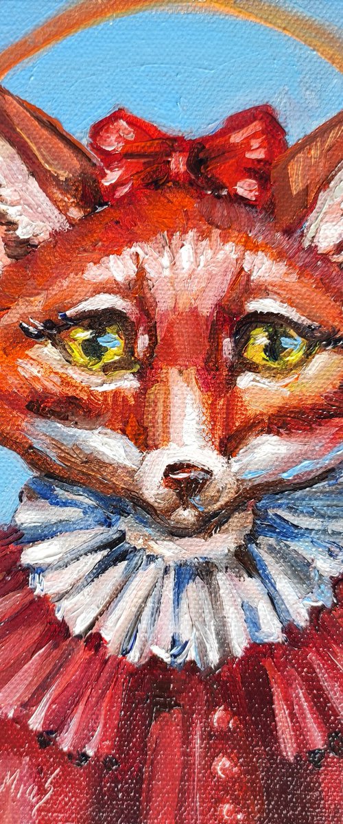 Lady Fox Portrait. Original Oil Painting by Natalia Miasnikova