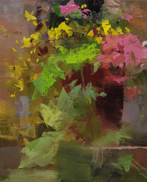 Abstract floral painting, " Garden Harvest " (128sl15) by Yuri Pysar