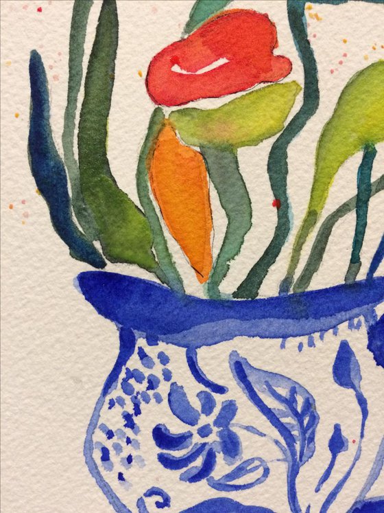 Tulips in Chinese Jug