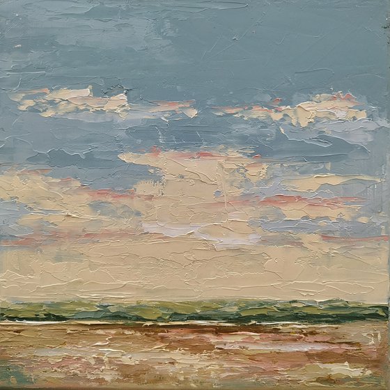 Small abstract landscape painting in oil