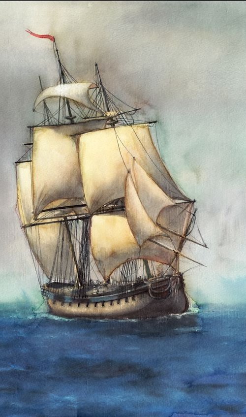 Old Sailing Ship in the Sea II by REME Jr.