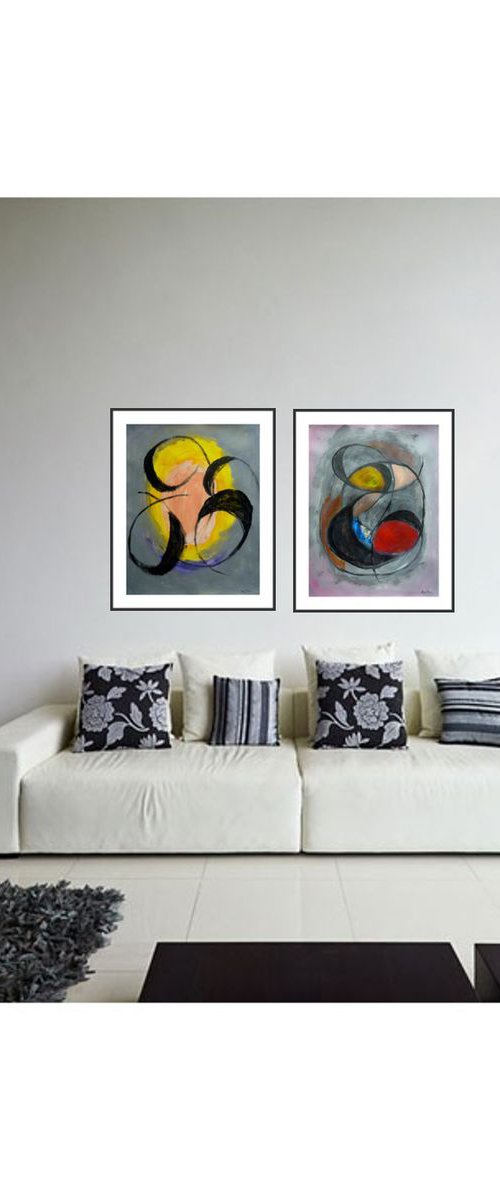 cosmogonie 2 / diptych - 39,37 x 25,59 in (100 x 65 cm) by Pierre-Yves Beltran