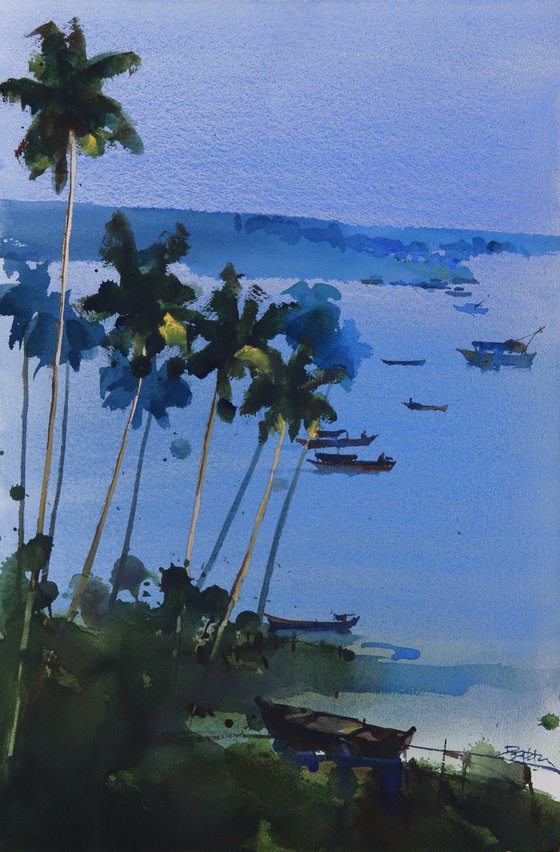 Tall greens, deep blues