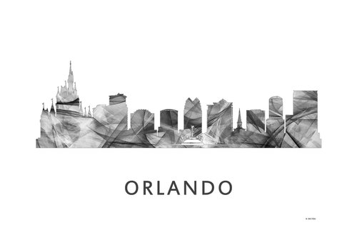 Orlando Florida Skyline WB BW by Marlene Watson