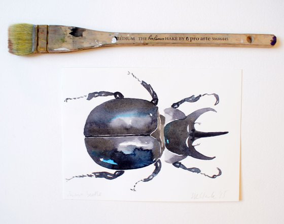 Watercolour Rhino Beetle