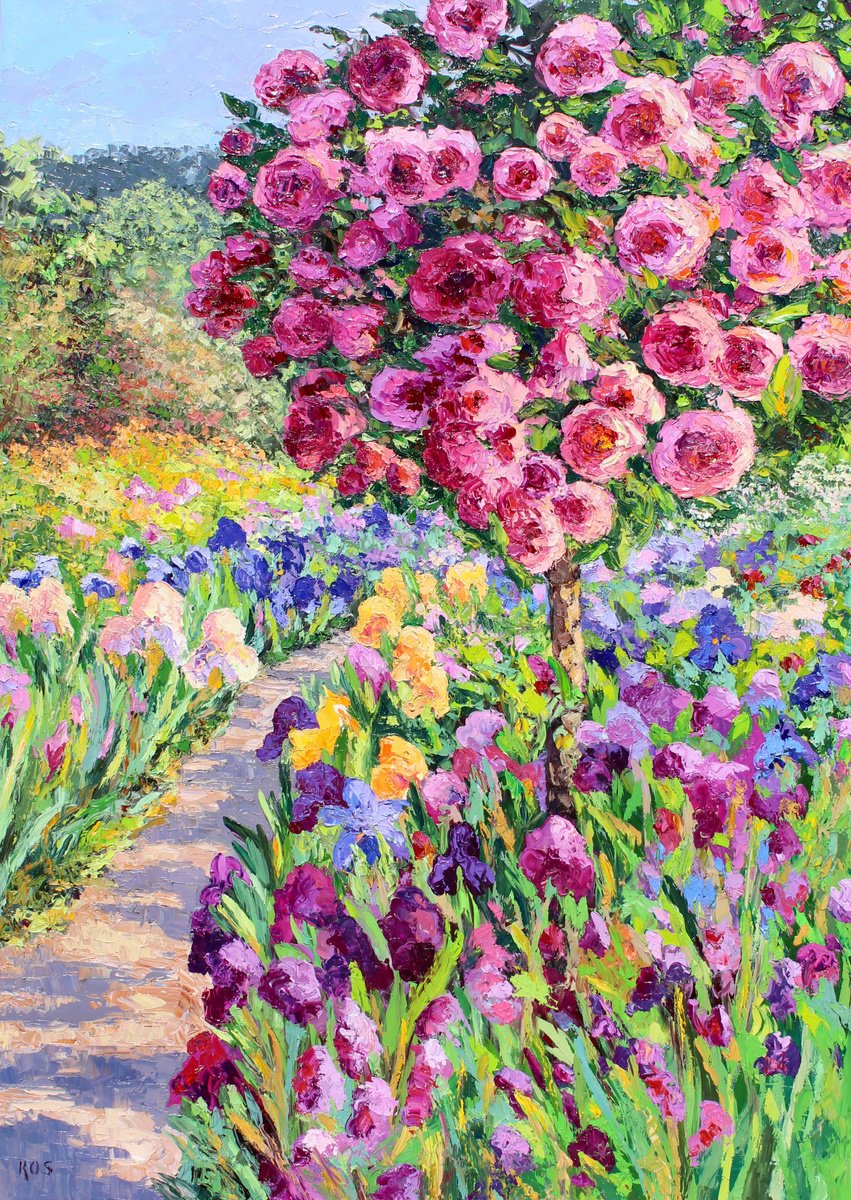 Impressionistic Landscape Oil Painting By Kristen Olson Stone, 40 X 57", Summer Blooms, Original Artwork