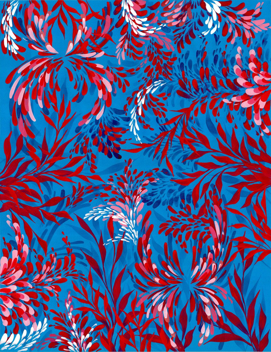 Red on Blue Blossom by Shushanik Karapetyan