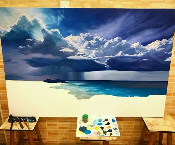 «The place of my dreams» 100 X 150 cm Large linen canvas, oil painting (39 x 59 inch)