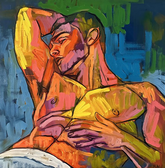 Male nude, naked man, male figure painting