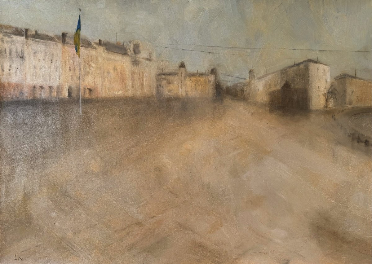 Impressionistic Cityscapes Oil Painting By Liliia Kodunova, 30 X 22", Kyiv, Sophia Square, Original Artwork