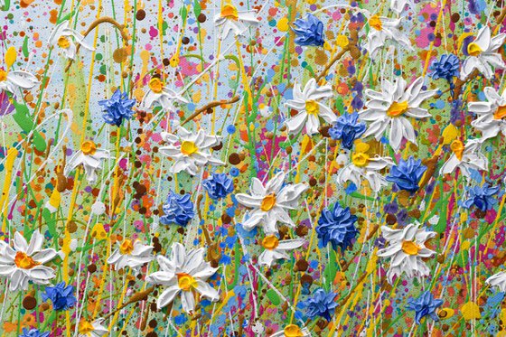 Daisies and cornflowers - Summer meadow painting