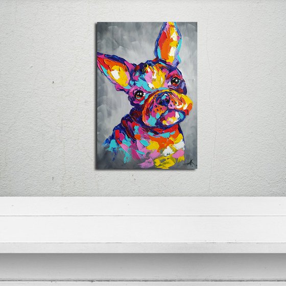 My pet -  French Bulldog, dog, animals, oil painting, French Bulldog oil painting, pet, pet oil painting, gift, animals art, bulldog