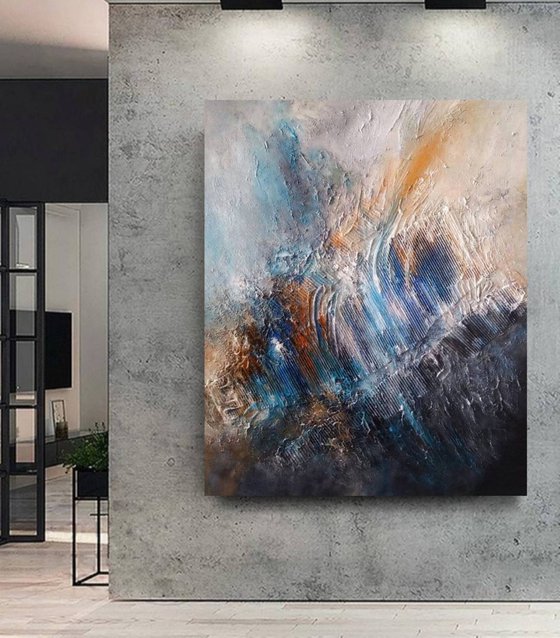 After rain 100x120cm Abstract Textured Painting