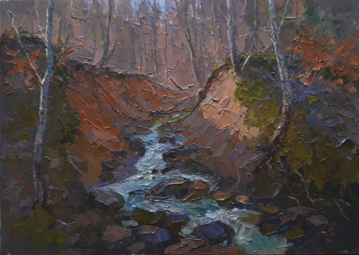 Oil painting Mountain stream nSerb428 by Boris Serdyuk