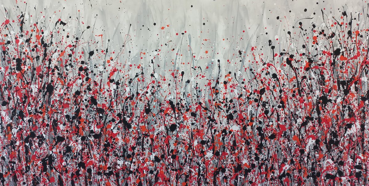 Abstract Acrylic Painting By Max Yaskin, 84 X 44", Meadow 34 By M.y., Original Artwork