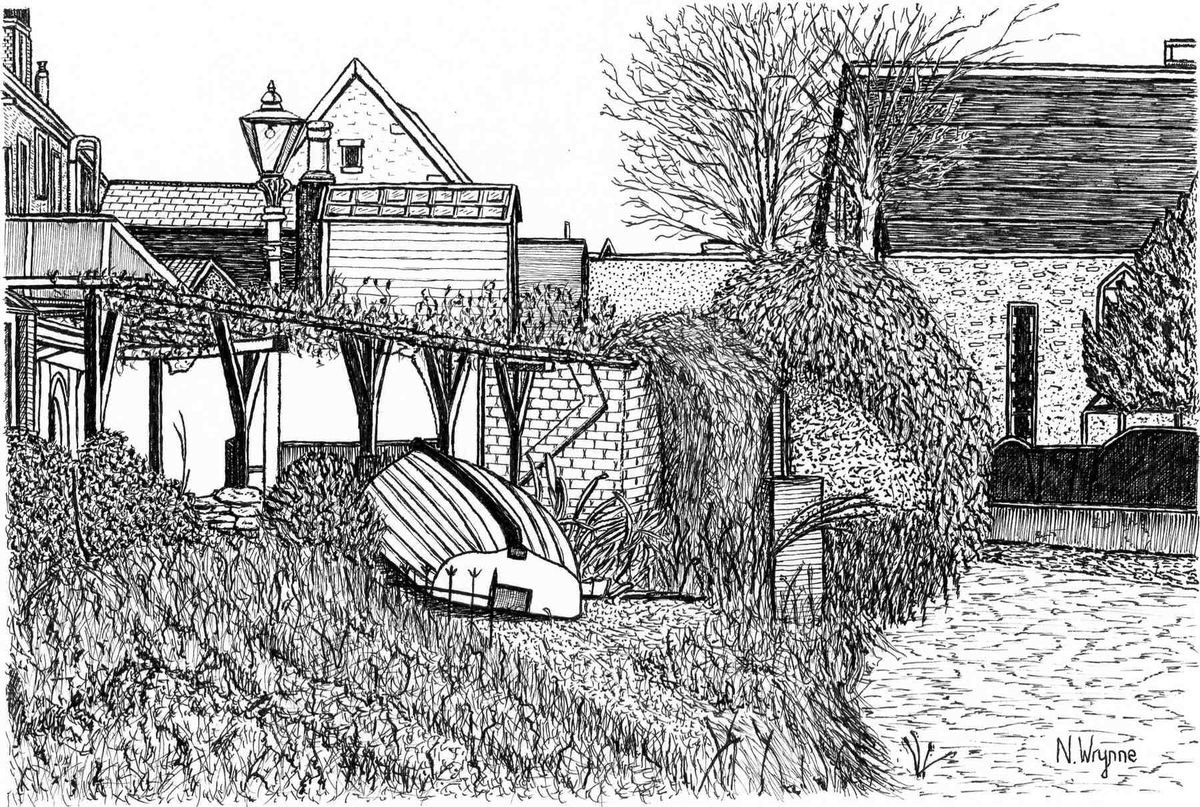 Pen and Ink - Beside the Great Stour by Neil Wrynne