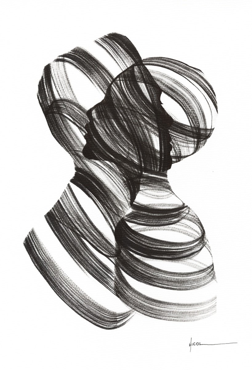 Expressive Ink Drawing , We Mirror Us By Nicol Vacaru, 11 X 15, Artwork For Sale On Artfinder