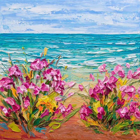 Pink flowers by the Sea