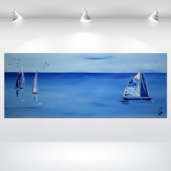 Calm Sea - Seascape - Acrylic Painting - Canvas Art- Blue Wall Art