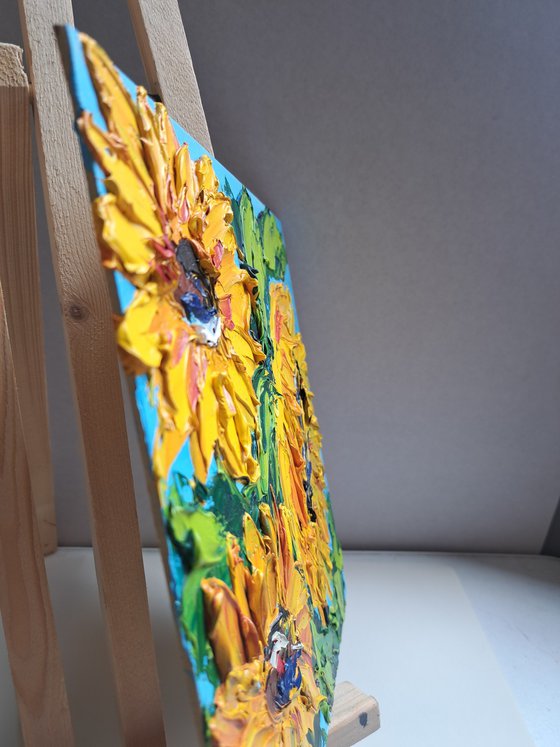 Sunflowers impasto