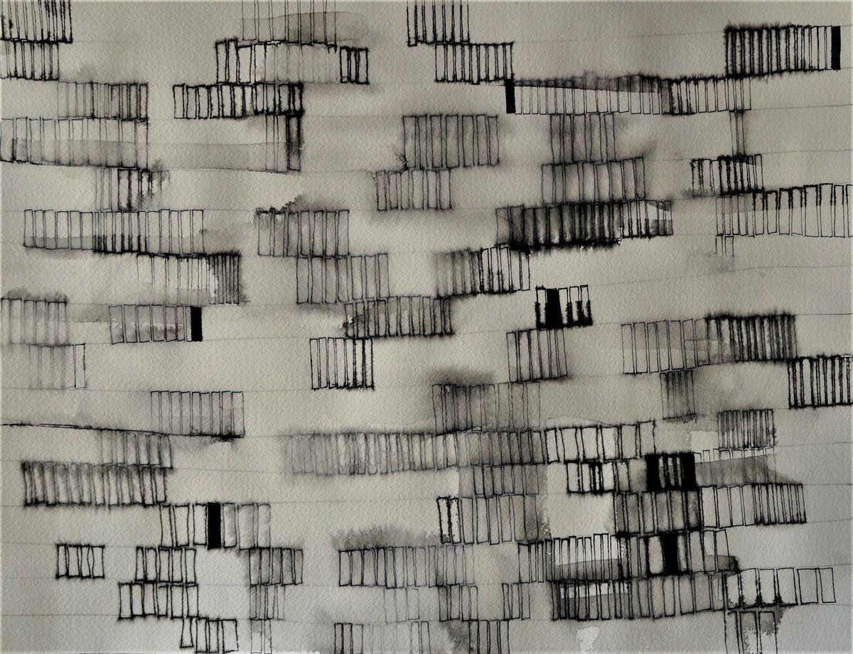 Geometric Abstract Watercolour By Anna Jannack, 16 X 12, Libreria Vi, Original Artwork