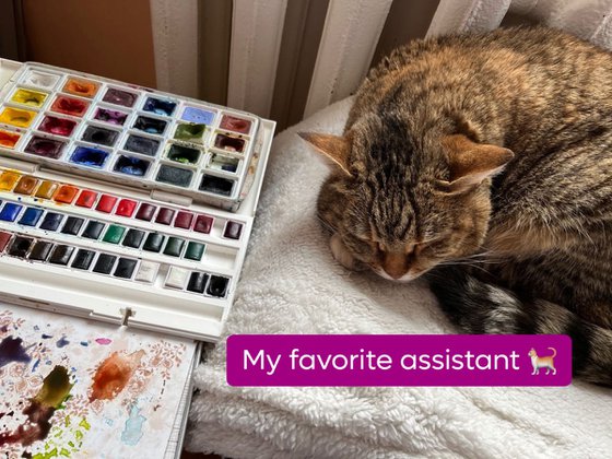 Woman with Cat original Painting