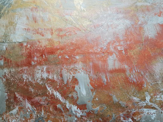 Trought the frozen window  - silver, golden, copper abstract