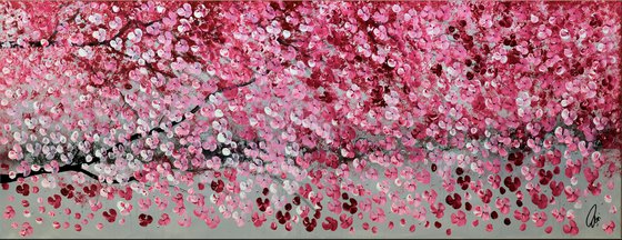 Blühende Romanze - large acrylic abstract painting cherry blossoms nature painting canvas wall art