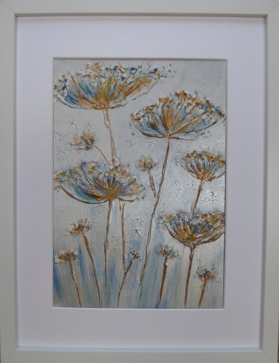 Cow Parsley textures with silver and bronze