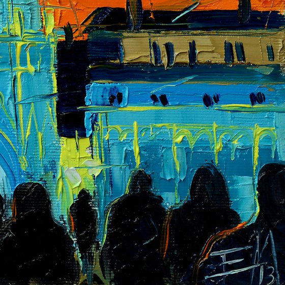 FETE DES LUMIERE LYON contemporary impressionist impasto palette knife oil painting