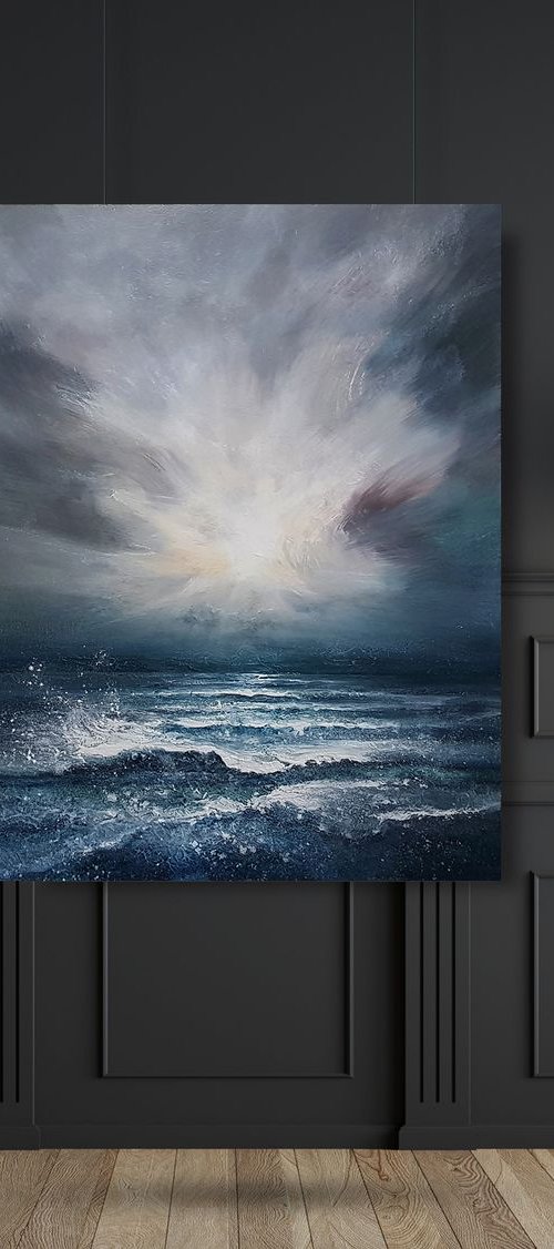 "Waves of Hope" Large painting W80xH80cm by Ivan  Grozdanovski